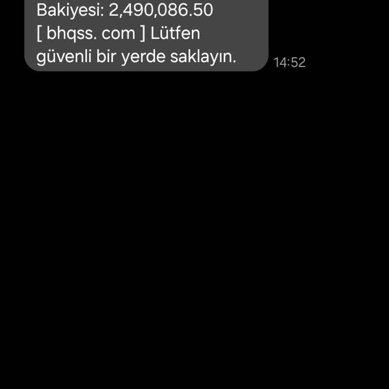 Bana Ait Olmayan Hesap Bilgileri İçeren Mesaj