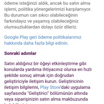 Google Play'de Satın Alınan Çiplerin Silinmesi Ve Geri Ödeme Sorunu