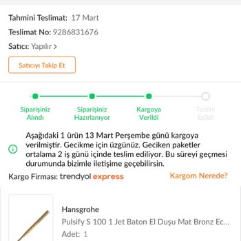 Ürün Teslim Edilmeden İade Edildi!