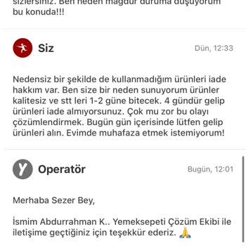 Yemeksepeti'nde Tüketim Tarihi Sorunu Ve İade Mağduriyeti