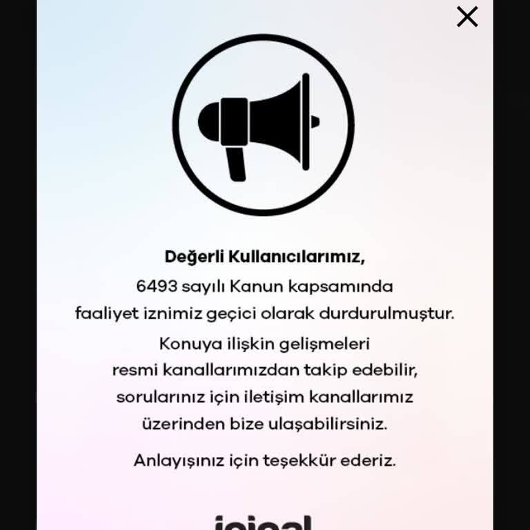İninal Kartta İşlem Yapamama Ve Faaliyet Durdurma Mesajı