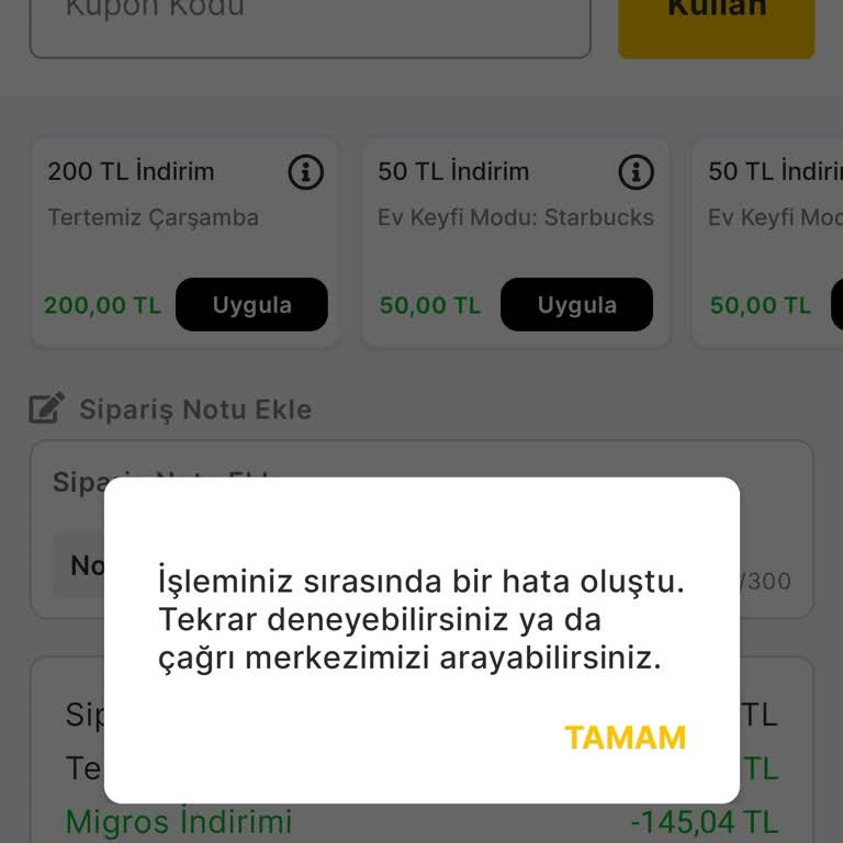 Migros Hemen Sipariş Hataları Ve Yetersiz Müşteri Hizmeti