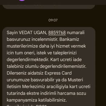 VakıfBank Kart Aidatı İptali Talebi