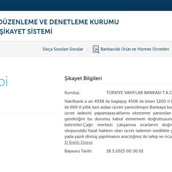 VakıfBank Kart Aidatı İptali Talebi