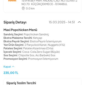 Popeyes Siparişinde Beklenmedik Gecikme Ve Yanlış Ürün
