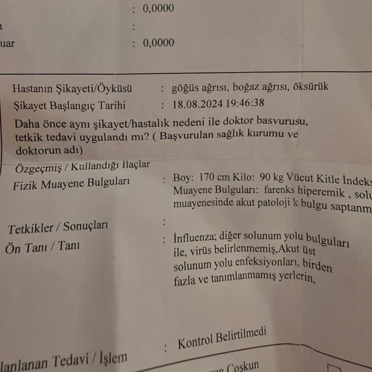 Türkiye Sigorta'nın Grip Masraflarını Karşılamaması