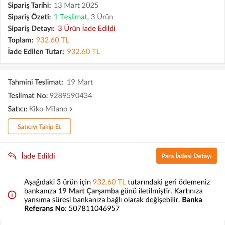 Trendyol Sipariş İadesi Sonrası Mağduriyet