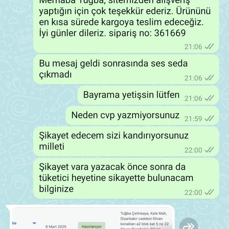 Sipariş Gecikmesi Ve Bayram Öncesi Teslimat Talebi