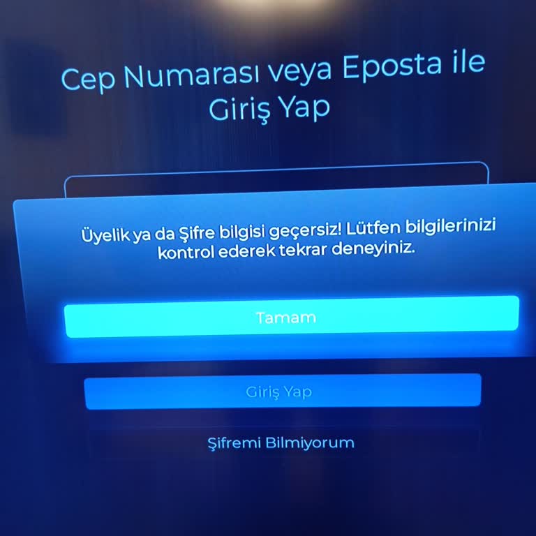 Yanlış Şifre Sorunu Nedeniyle Yayın İzleyememe