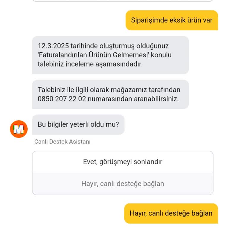 Migros Hemen Alışverişinde Eksik Ürün Ve İade Sorunu