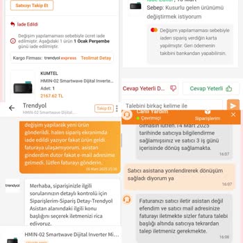Trendyol'da Değişim Karmaşası Ve Fatura Sorunu