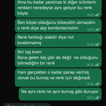 Yanıltıcı Ürün Renk Ve Kalitesi: Bayram Kombinim Hayal Kırıklığına Dönüştü