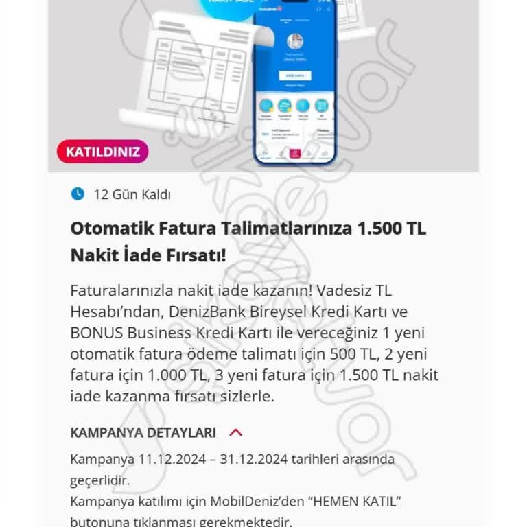 Denizbank'ın Nakit İade Kampanyasında Mağduriyet