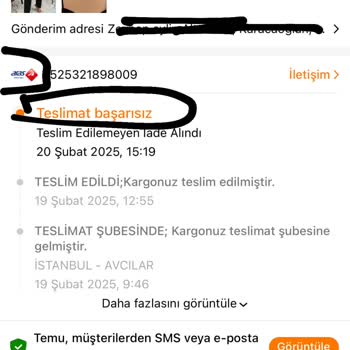 Aras Kargo İletişim Sorunu: Mesajsız Geri Gönderim