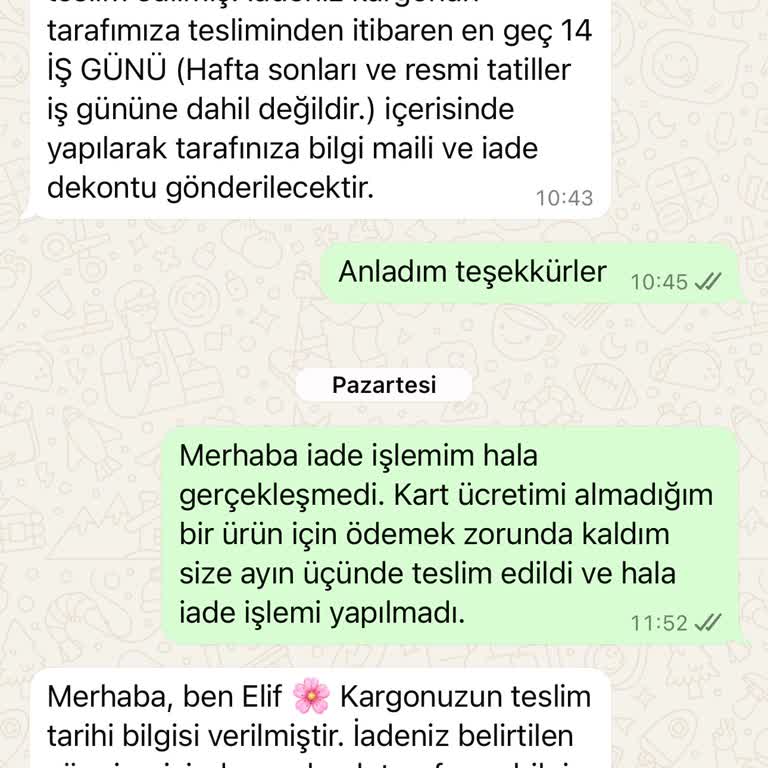 İade İşlemi Yapılmayan Alışveriş