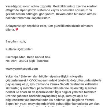Yemeksepeti'nde Sipariş Teslimatı Ve İletişim Sorunları