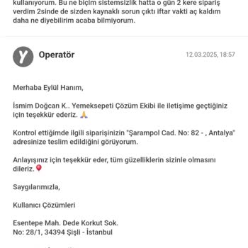 Yemeksepeti'nde Sipariş Teslimatı Ve İletişim Sorunları