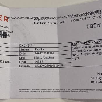 Boyner'den Aldığım Ayakkabının İlk Gün Açılması Ve İade Sorunu