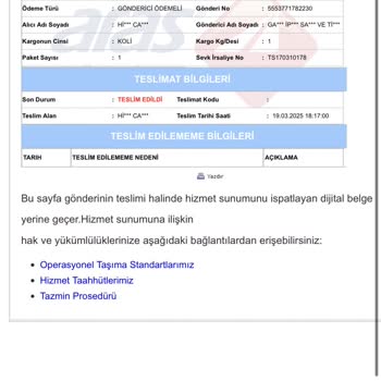 Aras Kargo Beylerbeyi Şubesi Teslimat Sorunları Ve Kayıp Kargo