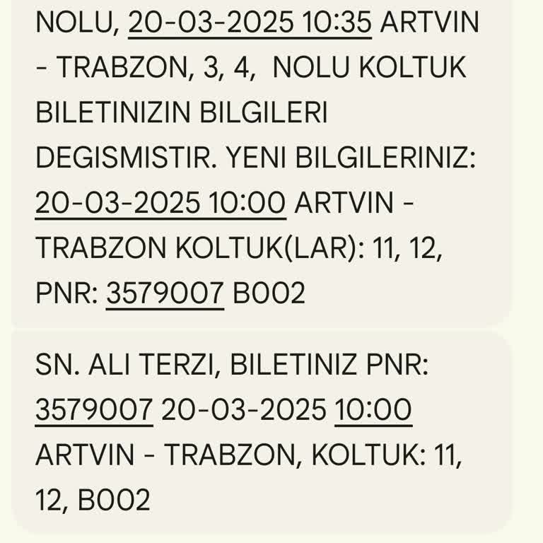 Yolculuk Planı Değişikliği Ve Koltuk Sorunu