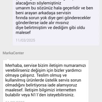 N11 Mağazasından Alınan Fırın İade Sorunu