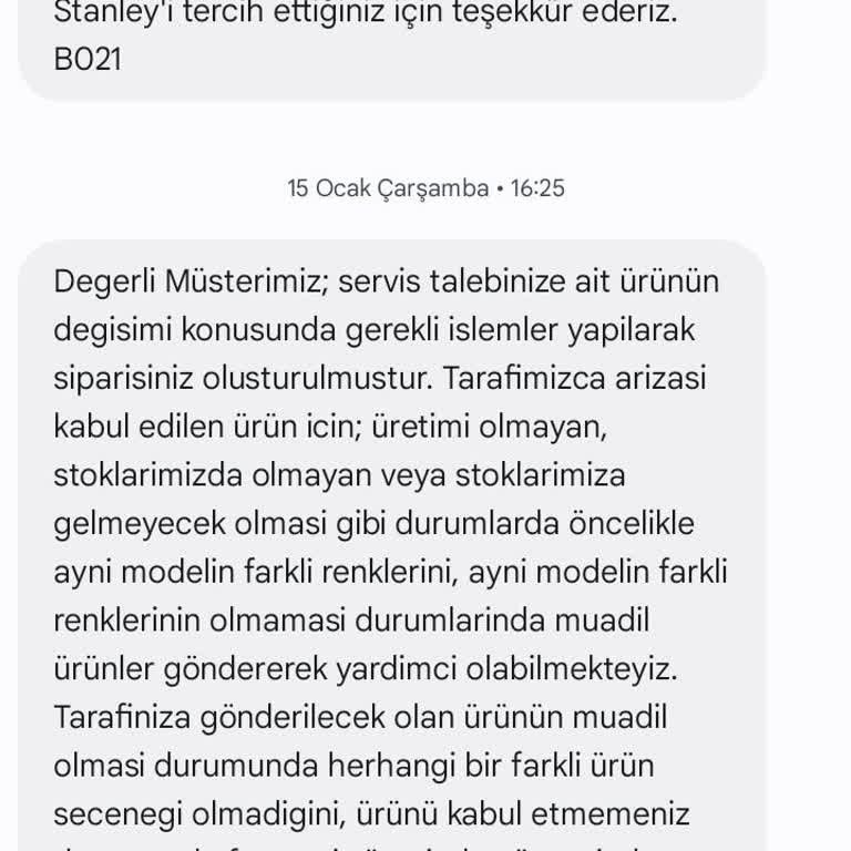 Garanti Kapsamında Gönderilen Termosun Teslim Edilmemesi