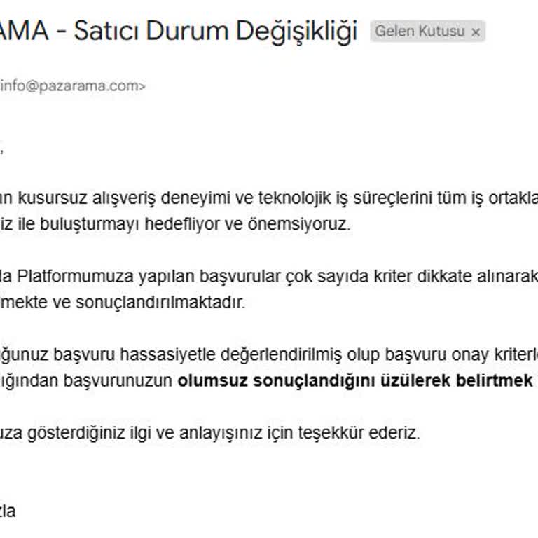 Pazarama Başvuru Reddine Anlam Veremiyoruz