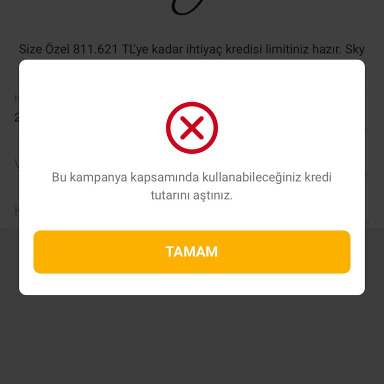 Sky Kredi Limit Sorunu