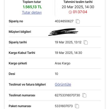 Aras Sardunya Şubesi'nde Sürekli Yanlış Kargo Desi Hesabı
