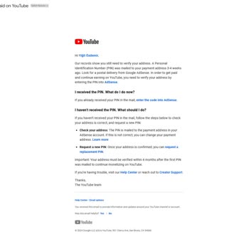 PTT'nin Sorumsuzluğu Yüzünden Youtube Gelirlerim Askıya Alındı