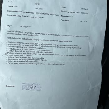 Rayban Gözlükte Renk Atma Sorunu Ve Yetersiz Müşteri Hizmeti