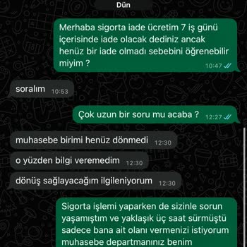 Sigorta İptal Bedeli Bekleyişi