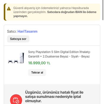 Hatalı Fiyat Nedeniyle İptal Edilen Sipariş Ve Müşteri Mağduriyeti