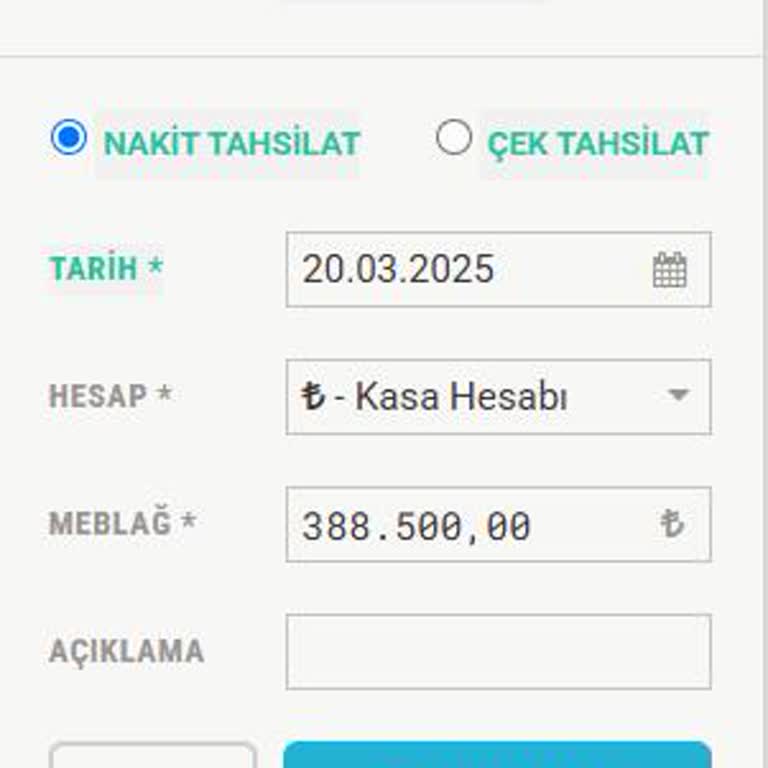 Paraşüt Yazılımında Tahsilat Seçeneklerinin Yetersizliği