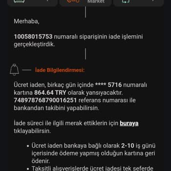 İade Ücreti Hala Hesabımda Değil!