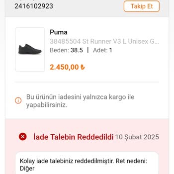FLO'dan Aldığım Puma Ayakkabının İade Süreci Mağduriyeti