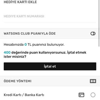 Watsons Club Puan Kampanyasında Eksik Kullanım