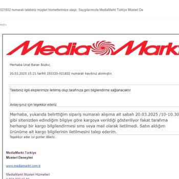 Media Markt Kargo Bilgisi Belirsizliği Ve Gecikme