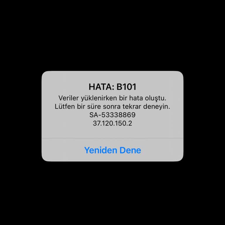 Digiturk Uygulamasında Sürekli B101 Hatası