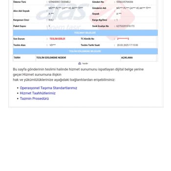 Aras Kargo'nun Teslimat Sorunu Ve Müşteri Hizmetleri İlgisizliği