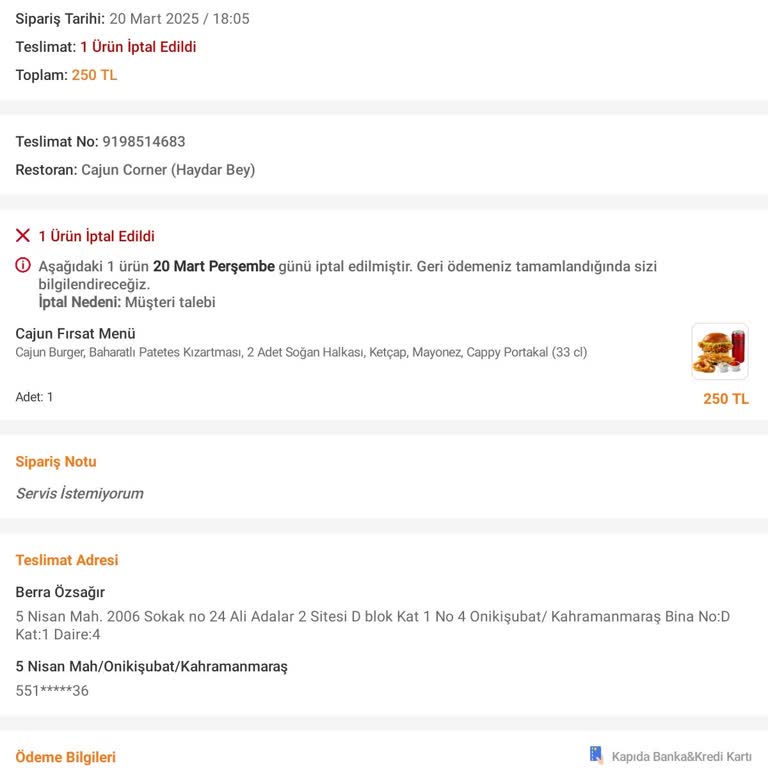 Geç Teslimat Ve İletişim Sorunlarıyla Zorlu Sipariş İptali