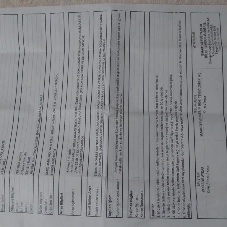 Garanti Kapsamında Çözülmeyen Telefon Sorunları