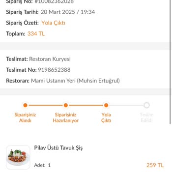 Trendyol Yemek Mami Ustanın Yeri Şikayeti