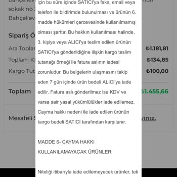 İade Hakkı Konusunda Yanıltıcı Bilgilendirme
