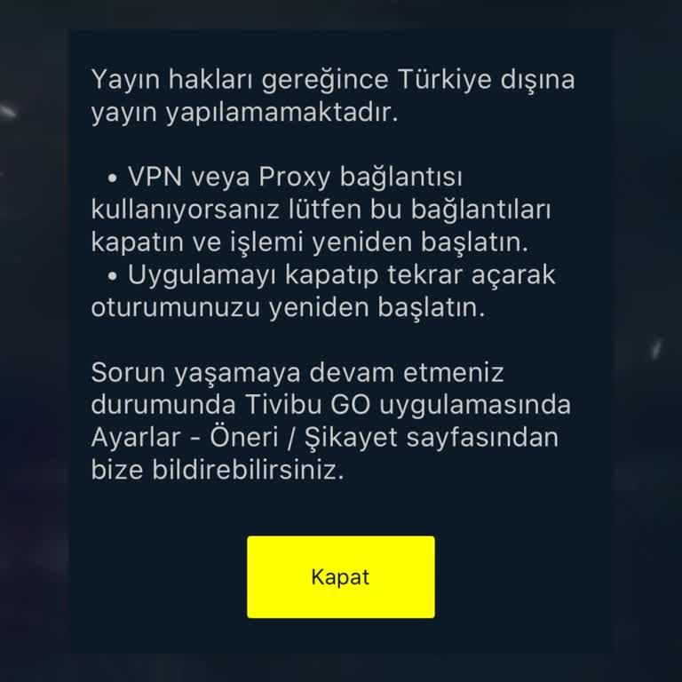 Tivibu Uygulamasına Giriş Sorunu: VPN Hatası