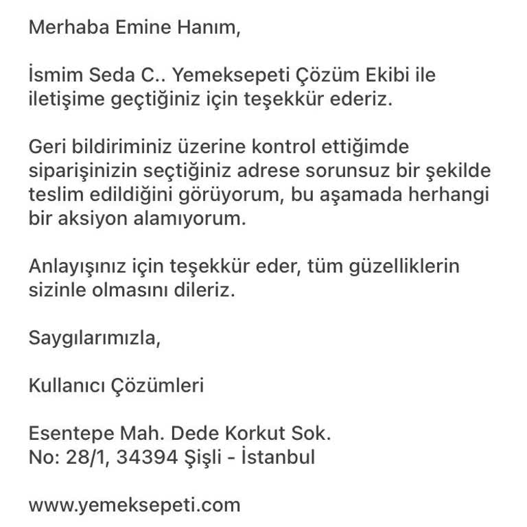 Yanlış Teslimat Ve Çözüm Eksikliği