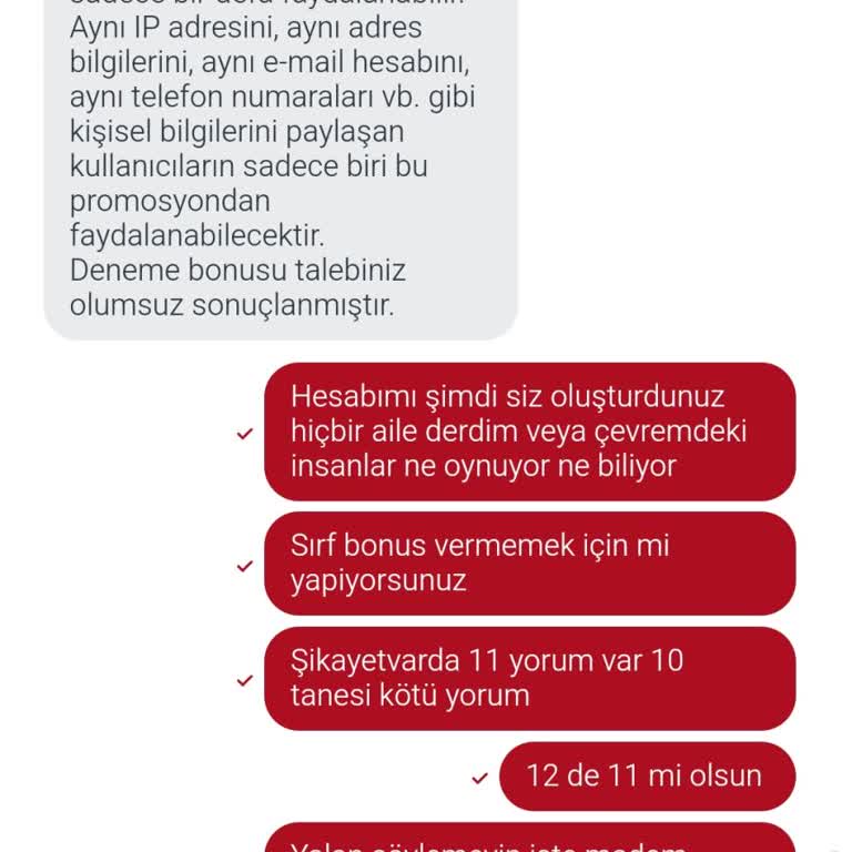 Deneme Bonusu Talebim Reddedildi