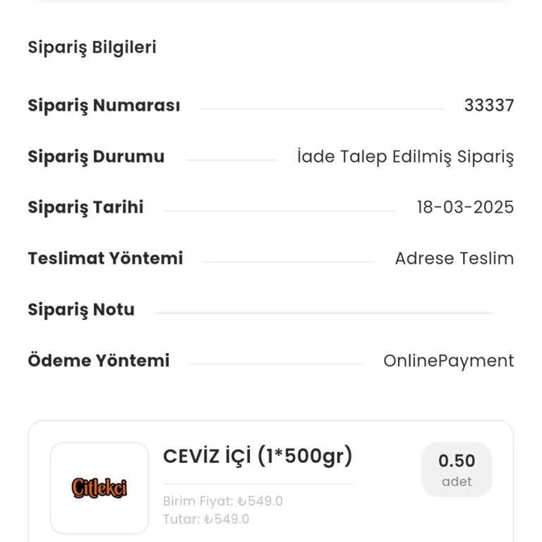 İptal Edilen Siparişin Para İadesi Bekleniyor