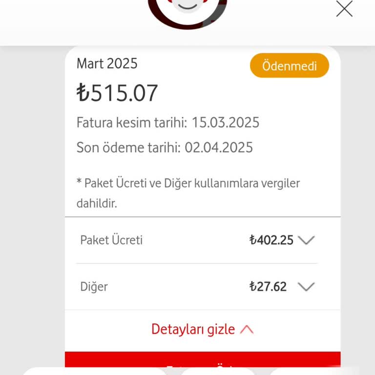 Fatura Detayları Ve İndirimler Eksik