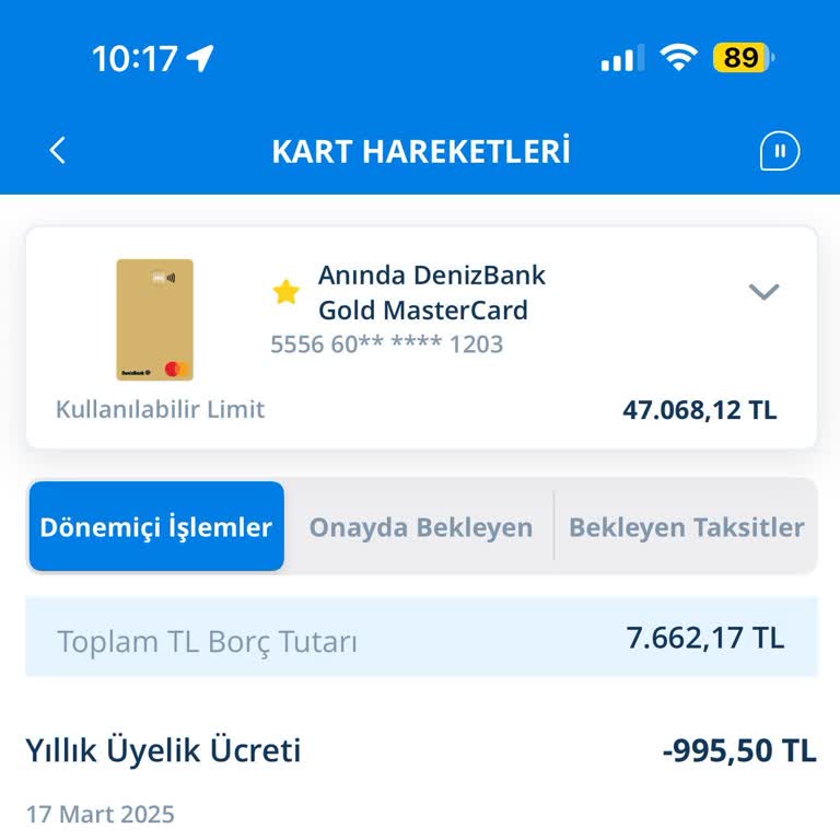 Denizbank'tan Haksız Kredi Kartı Aidatı İadesi Talebi